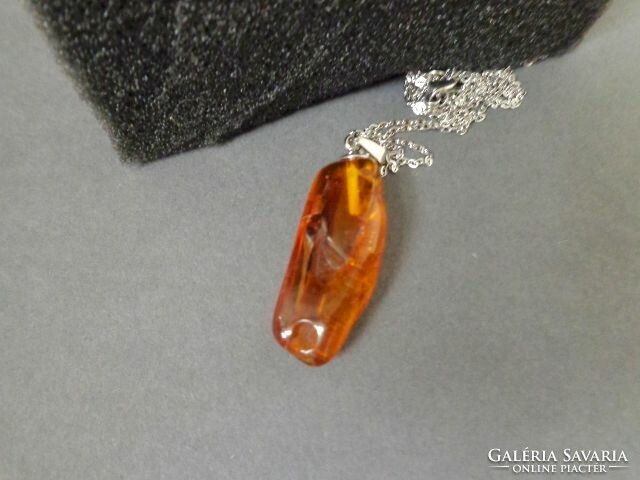 Natural amber pendant and chain