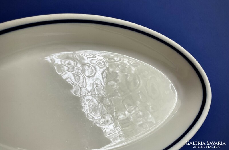 Alföldi old oval serving bowl blue striped jelly plate