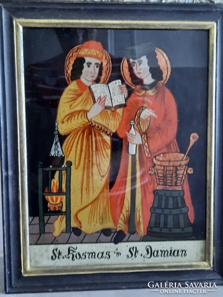 Kép üeg mögött. A szent Kozmosz és Damianus vértanú