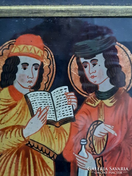 Kép üeg mögött. A szent Kozmosz és Damianus vértanú