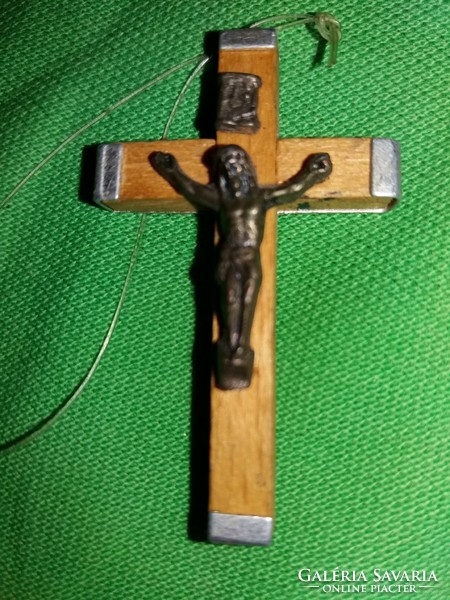 Antique wood - bronze metal crucifix cross corpus pilgrim memorial pendant 5 cm according to pictures