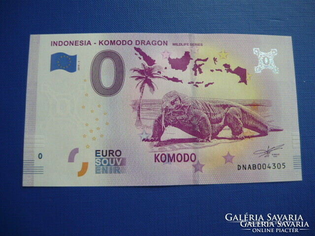 Indonesia 0 euros 2019 Komodo Varanus! Rare memory paper money! Unc !!