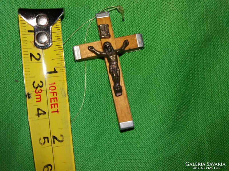 Antique wood - bronze metal crucifix cross corpus pilgrim memorial pendant 5 cm according to pictures