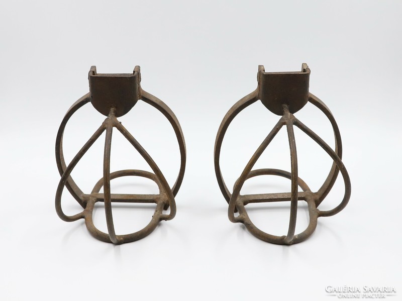 A pair of iron basket stirrups