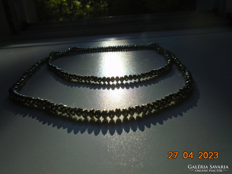 Double row necklaces made of silver faceted pearls