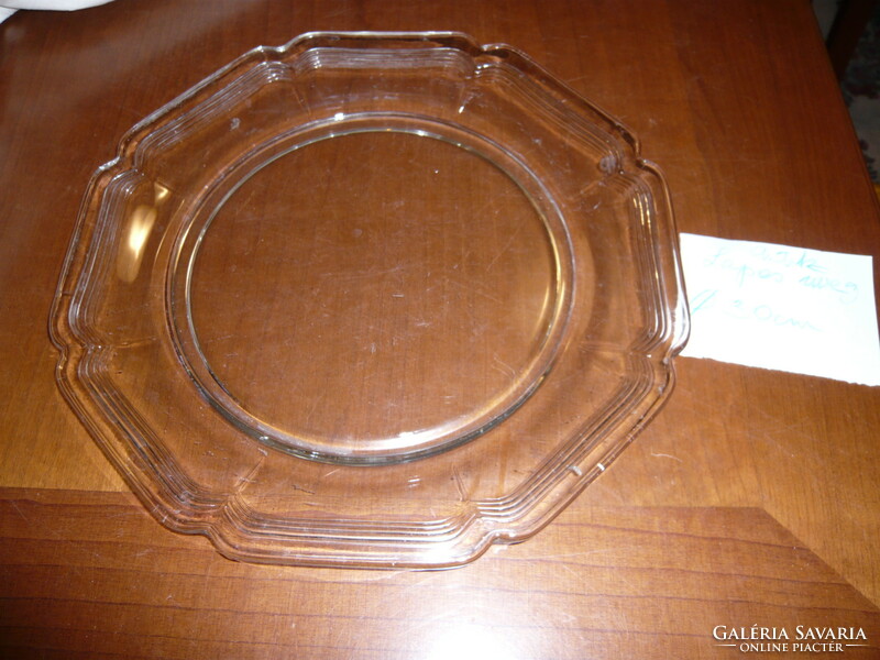 Antique glass bowl, the edge is glazed, flat, 29 cm diameter