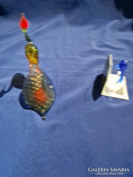 Glass figurines dolphin with mirror and peacock