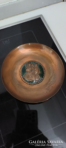Copper wall plate with folk couple