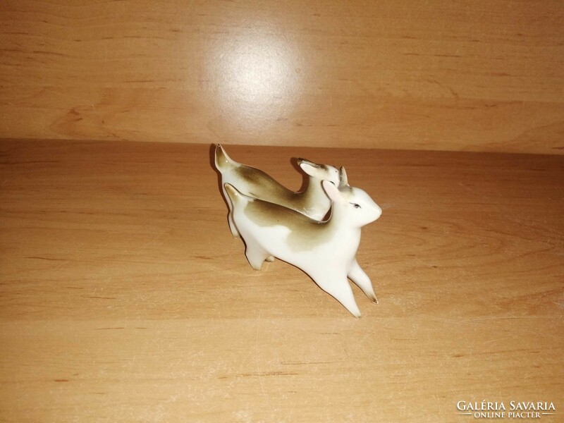 Zsolnay porcelán kecske gidák figura szobor 10 cm hosszú (po-2)