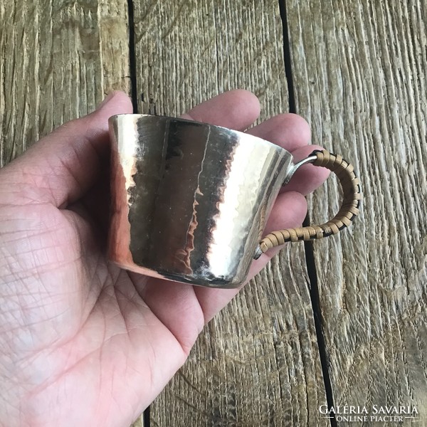 Régi ezüstözött teás kanna poharakkal