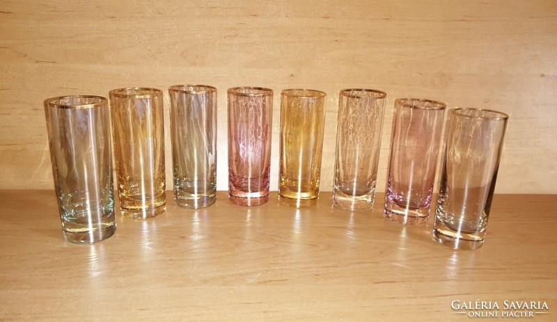 Retro colored glass tube glass with gold rim 8 pcs in one (28/d)