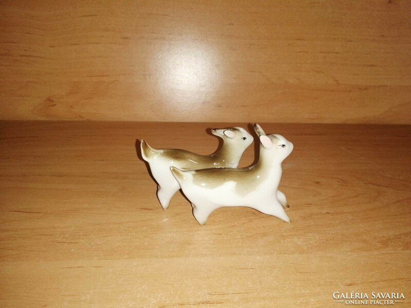 Zsolnay porcelain goat kids figure sculpture 10 cm long (po-2)