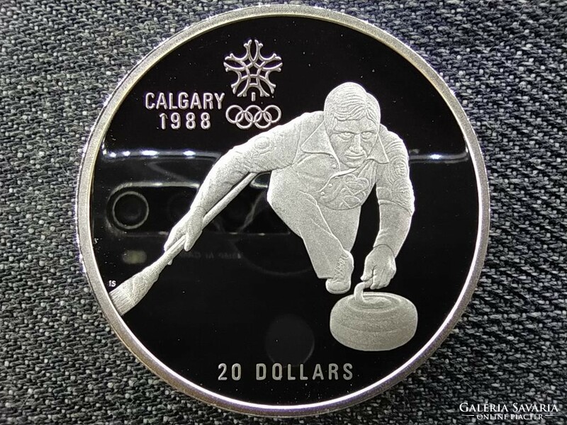 Canada Winter Olympics Calgary Curling.925 Silver $ 20 1987 pp (id46487)