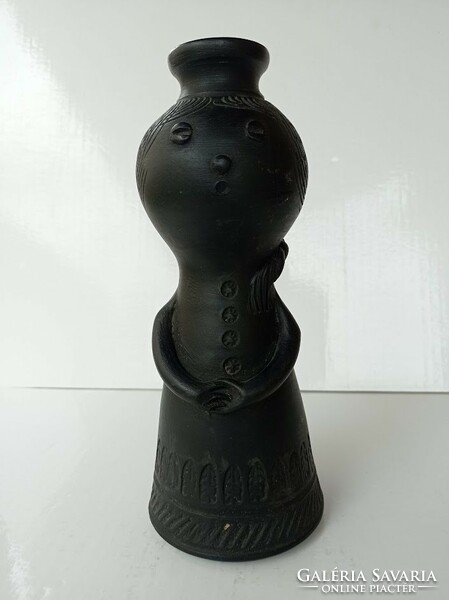 Figural black ceramic vase
