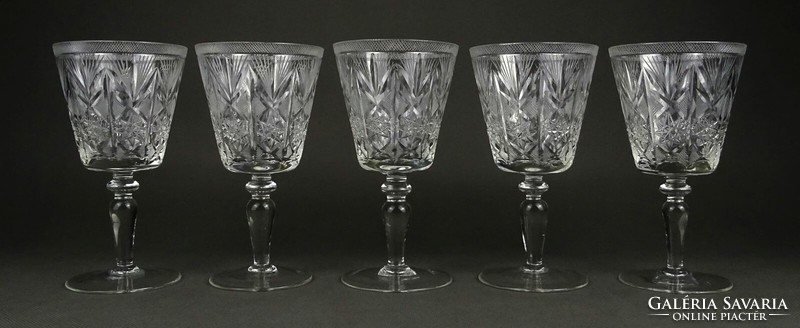 1M567 antique crystal stemmed champagne glasses 5 pieces 14.5 Cm