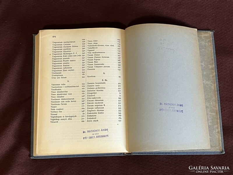 Magyar gyógyszerkönyv IV. kiadás Pharmacopoea Hungarica 1934