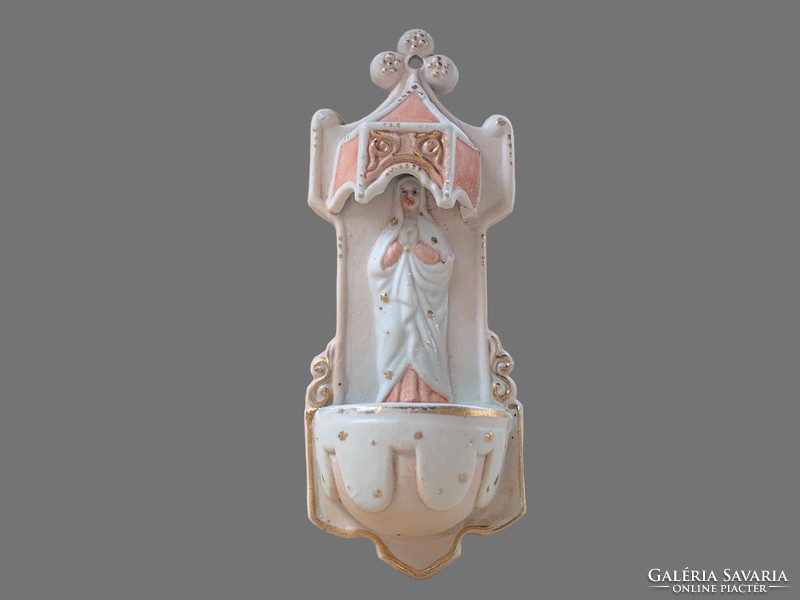 Antik porcelán szenteltvíz tartó, 19. század második fele