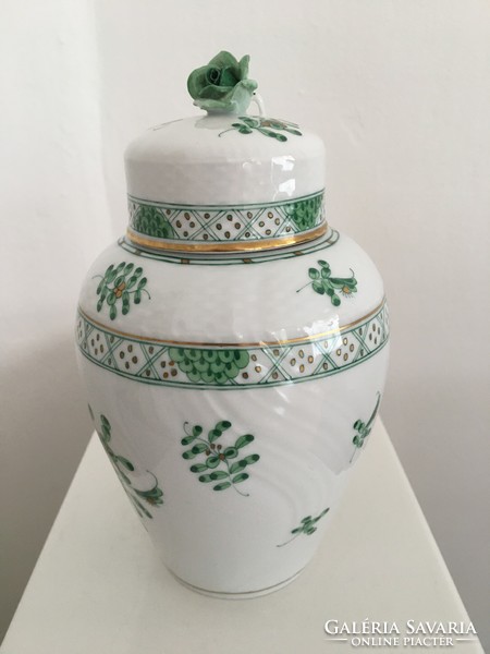 Herend waldstein vase with lid, urn vase, with rose holder