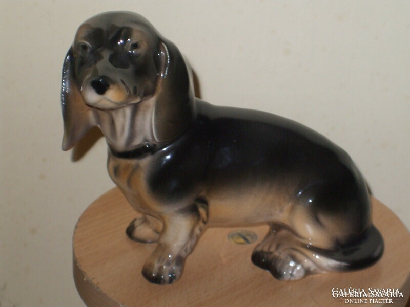 Large sitzendorf porcelain dachshund dog.