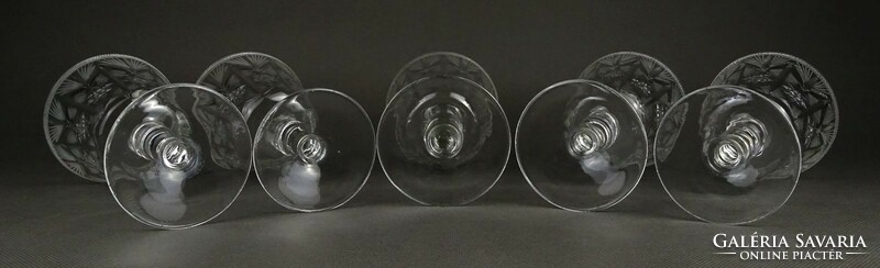 1M567 antique crystal stemmed champagne glasses 5 pieces 14.5 Cm