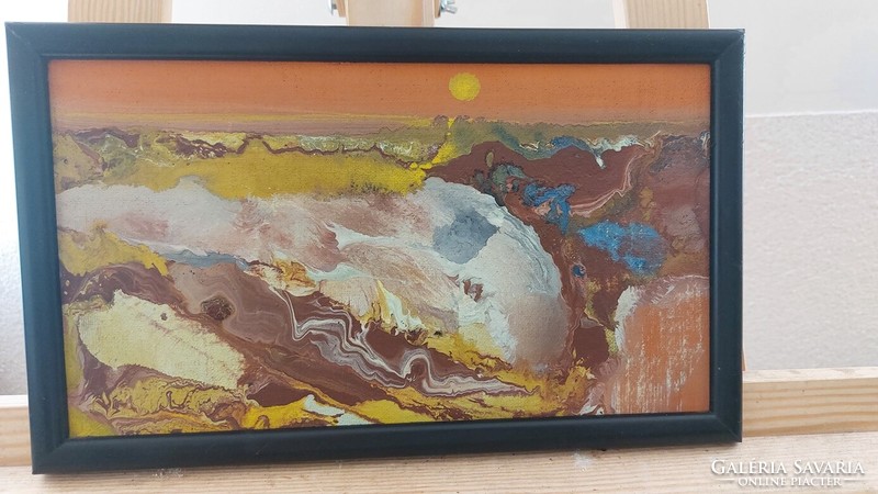 (K) Kárpáti Gusztáv "Őszi berek" festménye 32x19 cm kerettel