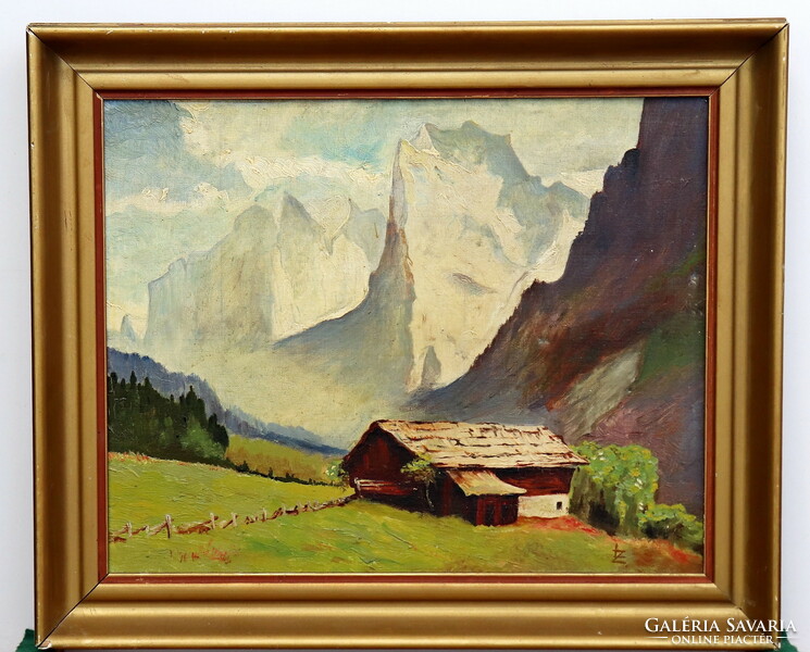 Austrian (Vienna) painter: alpine landscape, good quality oil painting