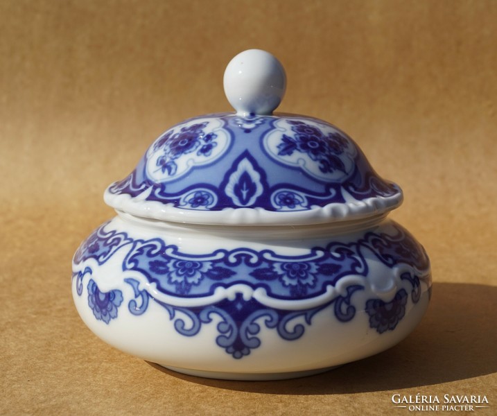Large wallendorf German porcelain bonbonier box with echt cobalt baroque style decor