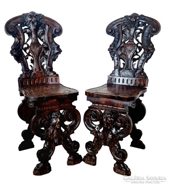 A701 Antik,dúsan faragott sgabello Olasz reneszánsz  székek