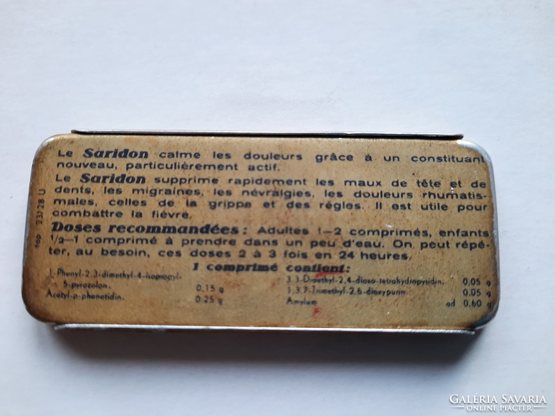 Saridon abletta, metal box. Old medicine box, tin box,
