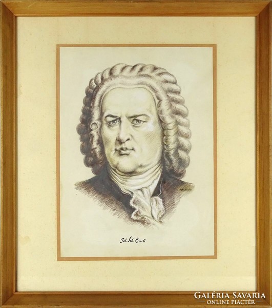 1M480 László Szakmáry : Johann Sebastian Bach 45.5 X 40.5 Cm