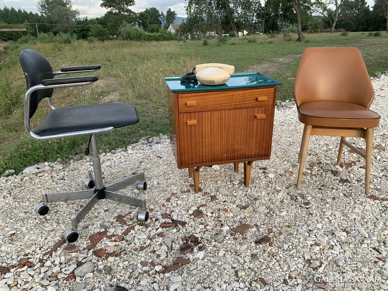 Old retro swivel chair with armrests, Czechoslovak West German co-production, mid-70s