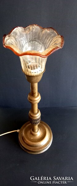 Empire réz asztali lámpa Muránoi búrával  Alkudható