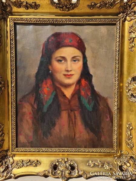 László János Áldor - a woman with a headscarf -