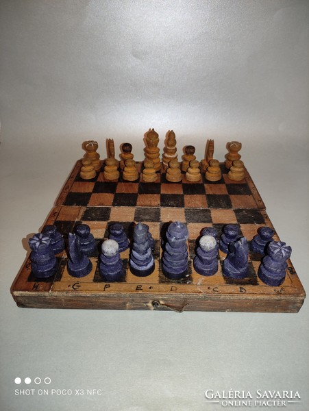 Fa  faragott sakk készlet hadifogoly munka