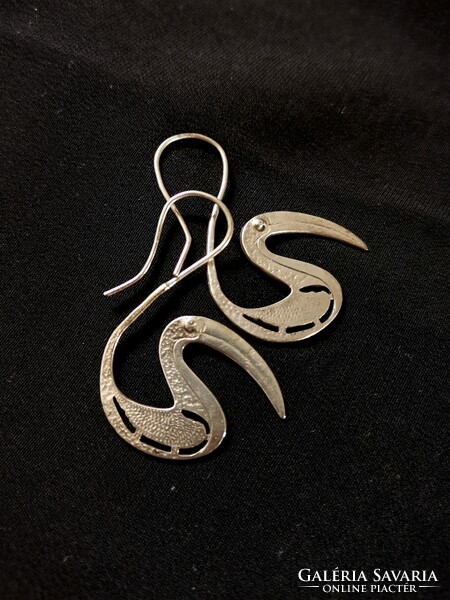 Silver toucan earrings. Animal!
