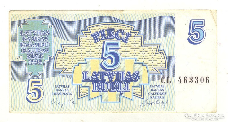 5 rubel rubli 1992 Lettország 2.