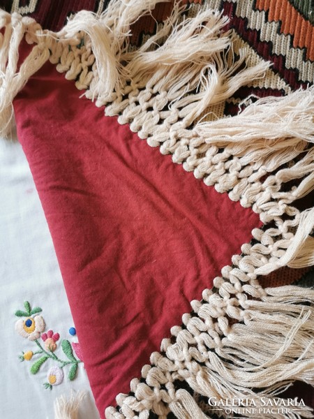 In beautiful condition, kilim, kilim-lined tablecloth 75 cm x 70 cm + fringe, kilim tablecloth