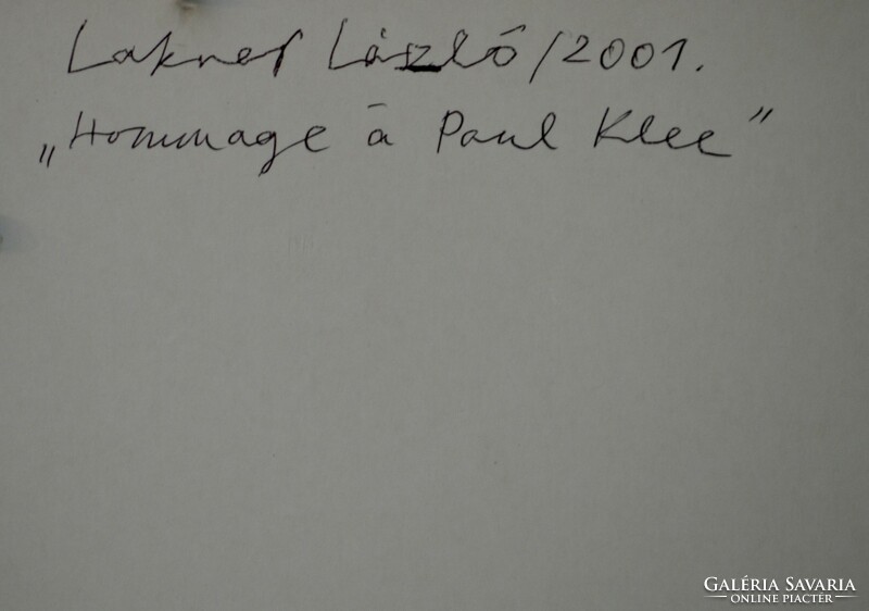 Lakner László (1936-): Hommage á Paul Klee, 2001