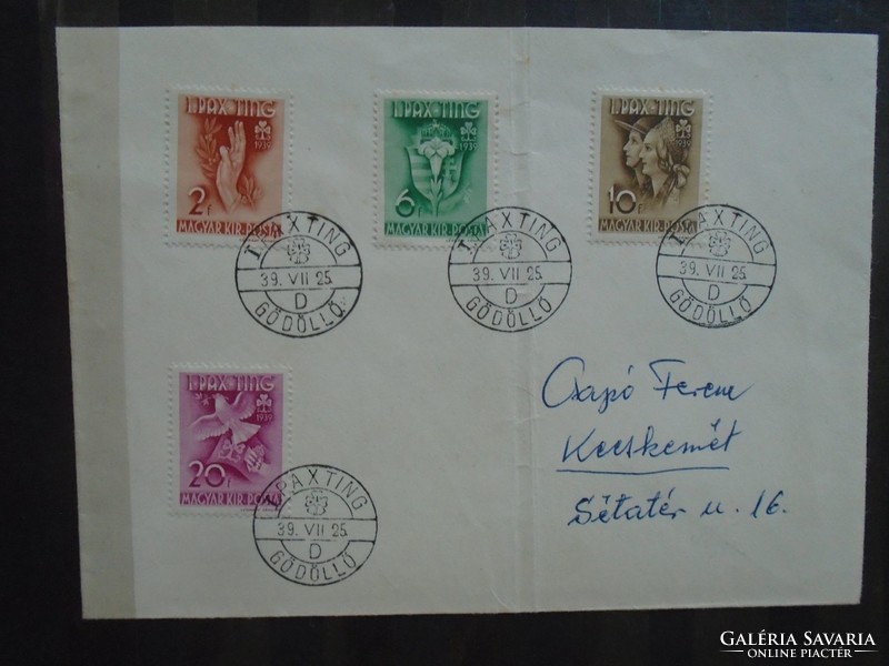 Ba1021 commemorative stamp - pax ting 1939 Gödöllő scout jamboree - envelope