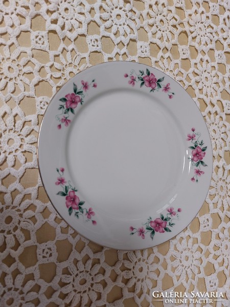 Alföldi, cake plate, pink floral, gold edge, 2 pcs