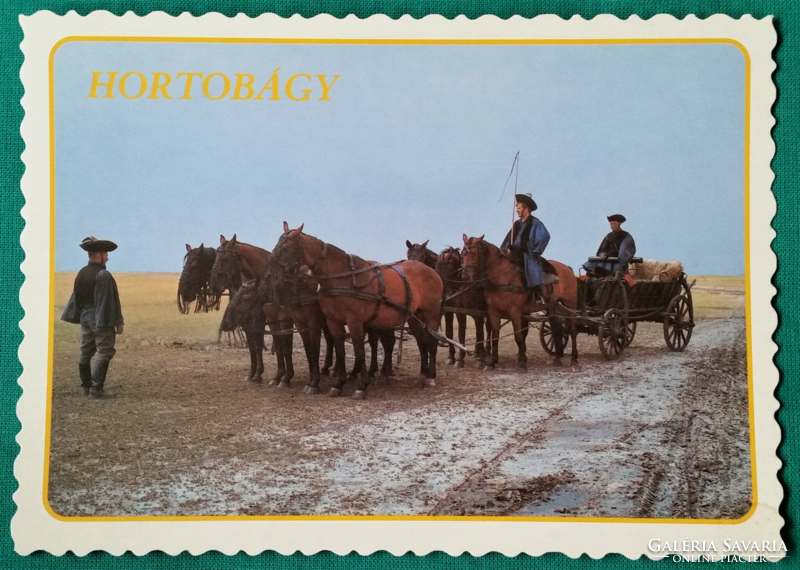 Hortobágy, hortobágyi csikósok, postatiszta képeslap, 1990