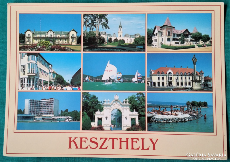 Keszthely részletek, postatiszta mozaikképeslap