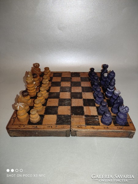 Wood carved chess set POW work