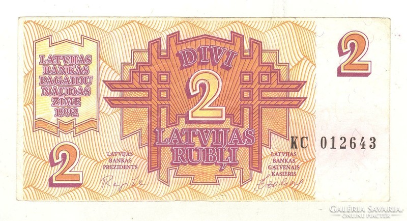 2 rubel rubli 1992 Lettország 1.
