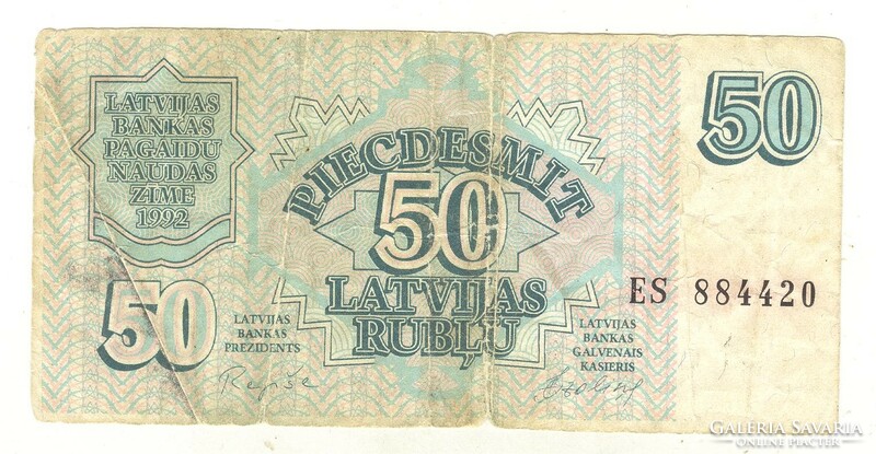 50 rubel rublu 1992 Lettország 1.