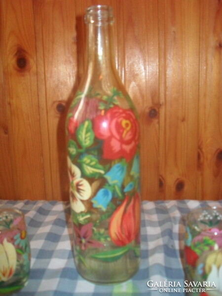 Hand painted wine set + a pourer