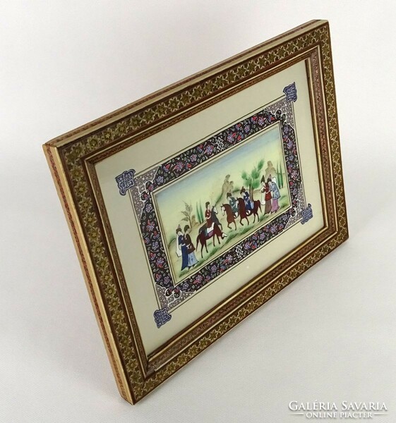 1M623 beautiful old orientalist equestrian scene in frame 22.5 X 28.5 Cm