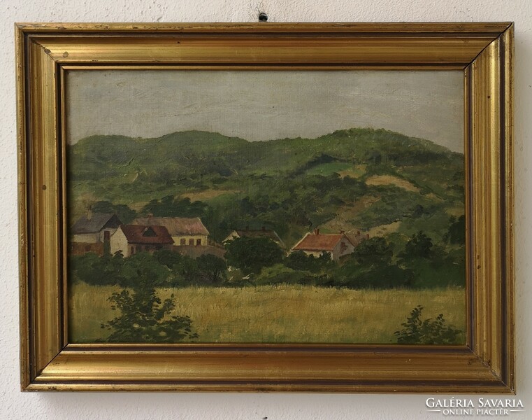 Kapos hills. Old oil painting.