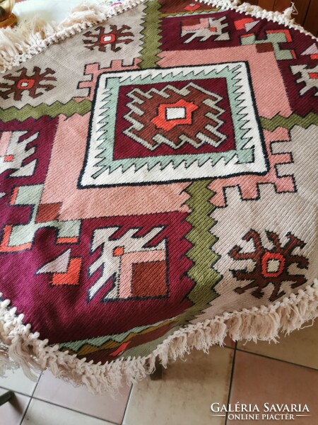 In beautiful condition, kilim, kilim-lined tablecloth 75 cm x 70 cm + fringe, kilim tablecloth