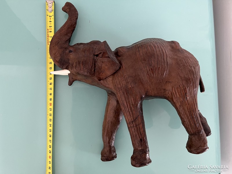 Lucky elephant statue leather and wood